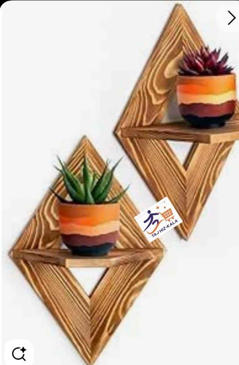 شلف چوبی لوزی شکل سایز 25 در 40 قهوه ای روشن