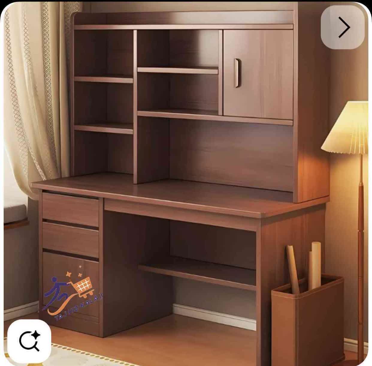 میز تحریر به همراه کتابخانه  با دو کشو