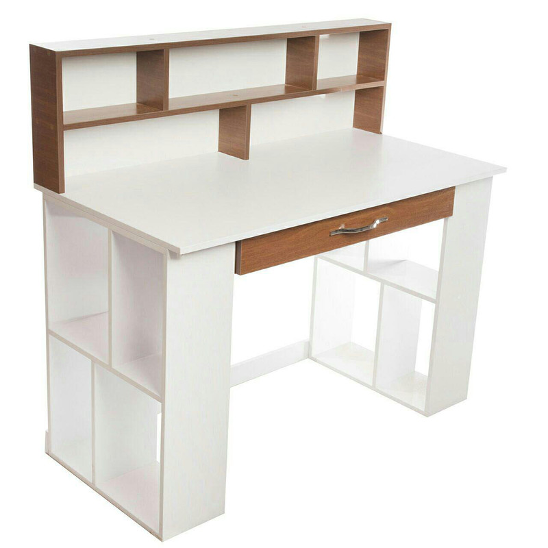 میز تحریر تک کشو با قفسه کتاب و طاقچه دوطبقه – ملامینه درجه یک از شرکت های معتبر.