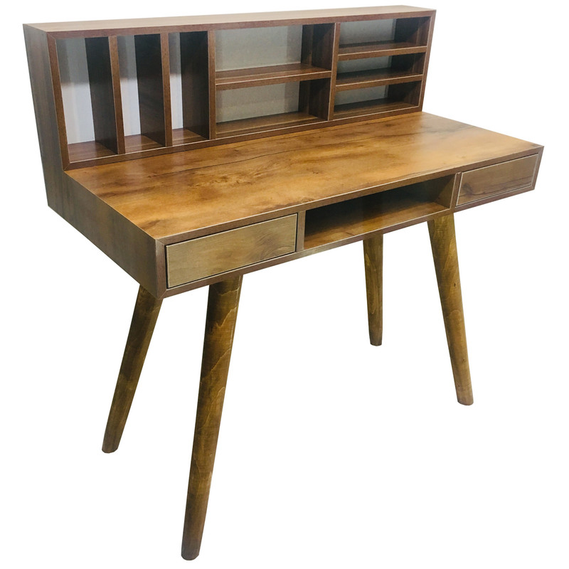 میز تحریر  با پایه های چوبی به همراه دو کشو - میز تحریر با کشو