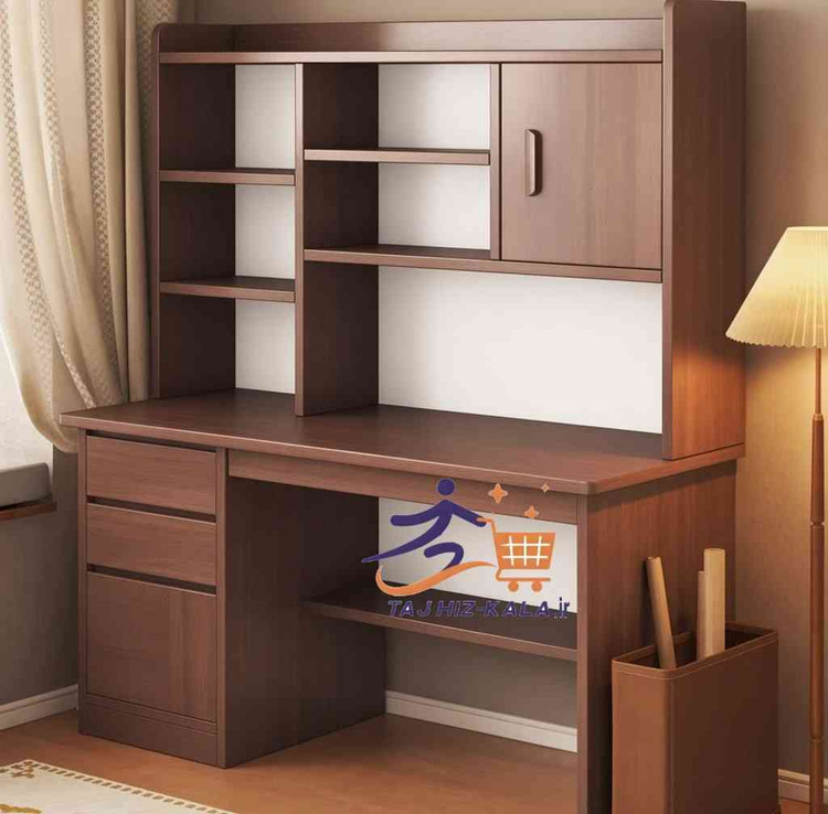 میز تحریر به همراه کتابخانه با دو کشو