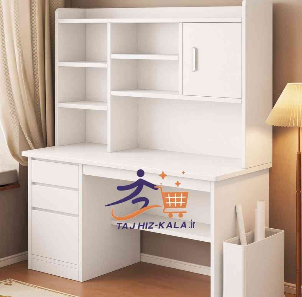 میز تحریر به همراه کتابخانه  با دو کشو